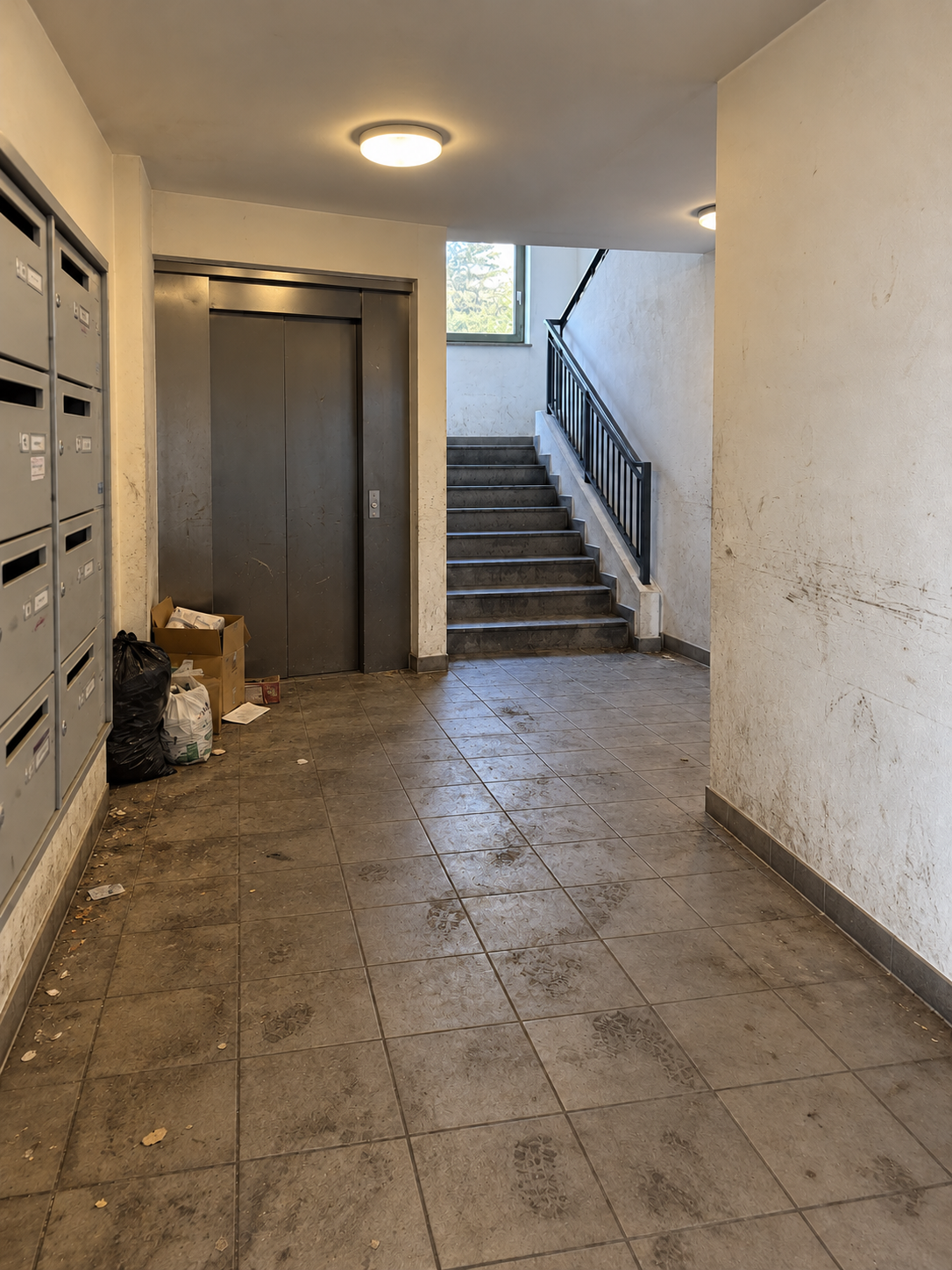 Hall d'immeuble avant nettoyage